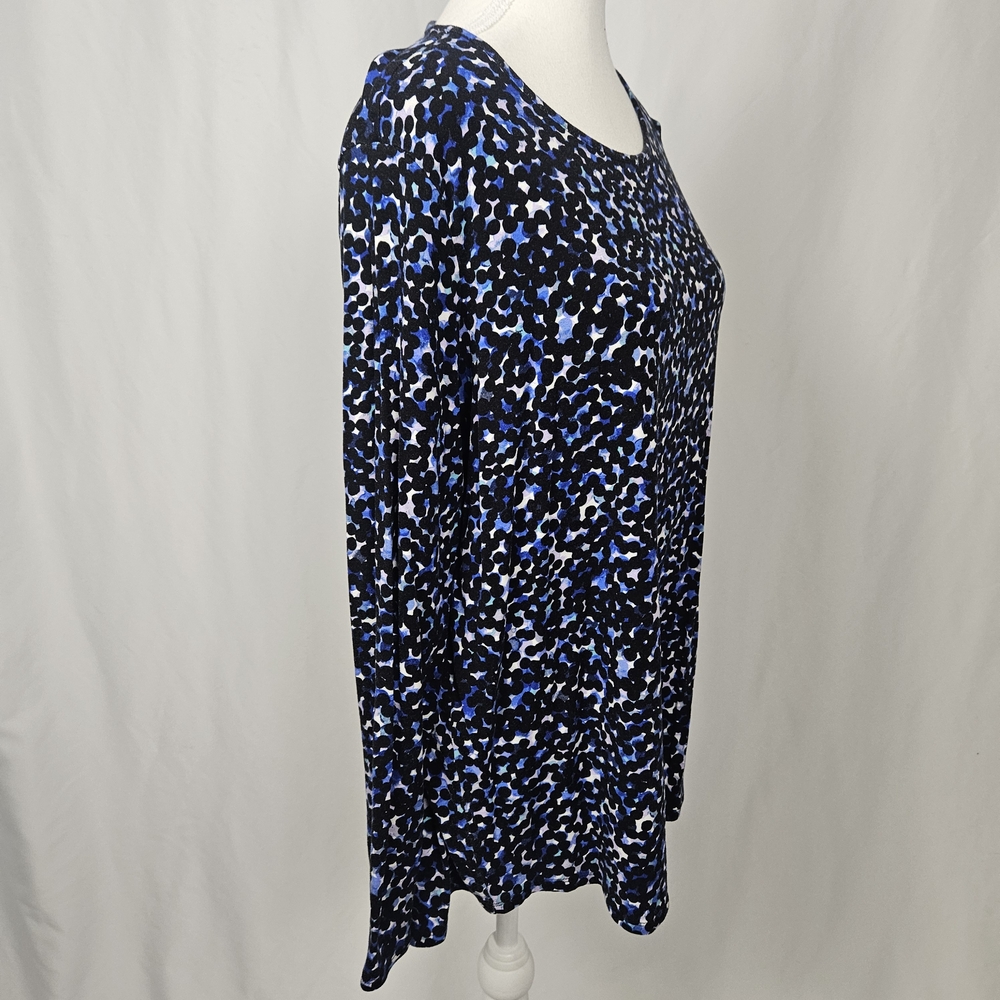 Women's Blue and Black Patterned Top Size 1X