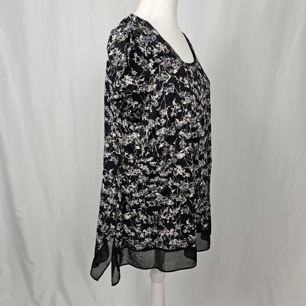 Simply Vera Vera Wang Black Floral Blouse Size XL